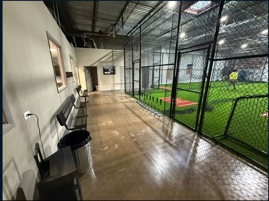 Walkway alongside the indoor batting cages